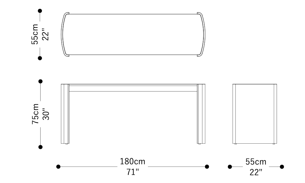Image of the main dimensions of the product
